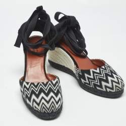 Pre Owned Missoni x Castaner Black/White Knit Fabric Carina Espadrille Sandals Size 41