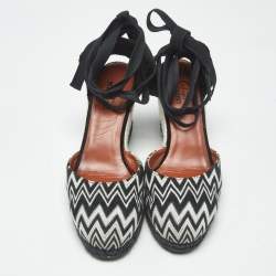 Pre Owned Missoni x Castaner Black/White Knit Fabric Carina Espadrille Sandals Size 41