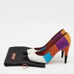 Pre Owned Missoni Multicolor Leather and Suede Colorblock Pointed Toe Pumps Size 39