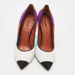 Pre Owned Missoni Multicolor Leather and Suede Colorblock Pointed Toe Pumps Size 39