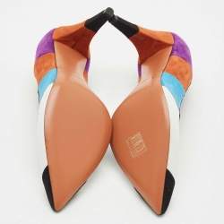 Pre Owned Missoni Multicolor Leather and Suede Colorblock Pointed Toe Pumps Size 39