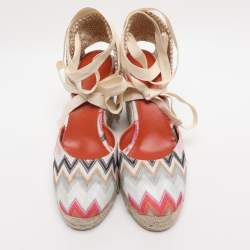 Pre Owned Missoni Multicolor Fabric Eva Wave Espadrilles Wedge Sandals Size 38