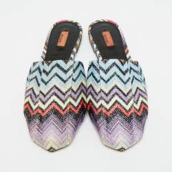 Pre Owned خُفَاف مسطحة من قماش معدني متموجة متعددة الألوان ميسوني مقاس 37