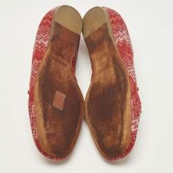 مملوكة مسبقًا حذاء باليرينا فلات ميزوني قماش جاكار مزخرف ولوريكس أبيض / أحمر مقاس 38