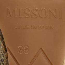 مملوكة مسبقًا صندل ميزوني قماش كتان متنوع الألوان بلف حول الكاحل نعل مرتفع مقاس 38