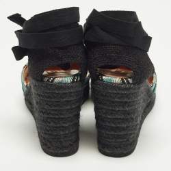 Pre Owned صندل ميزوني رباط الكاحل إسبادريل بألوان متعددة قماش منصة مقاس 37