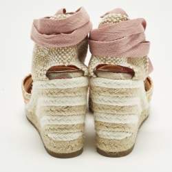 Pre Owned صندل ميزوني قماش متعدد الألوان إسفين رباط الكاحل إسبادريل مقاس 36