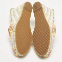 Pre Owned صندل ميزوني قماش متعدد الألوان إسفين رباط الكاحل إسبادريل مقاس 36