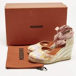 Pre Owned صندل ميزوني قماش متعدد الألوان إسفين رباط الكاحل إسبادريل مقاس 36