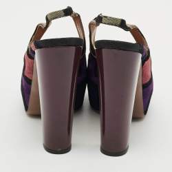 Pre Owned Missoni Size 39 Multicolor Knit Fabric Slingback Sandals