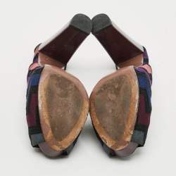 Pre Owned Missoni Size 39 Multicolor Knit Fabric Slingback Sandals