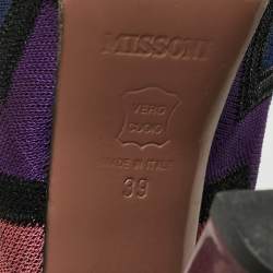 Pre Owned Missoni Size 39 Multicolor Knit Fabric Slingback Sandals