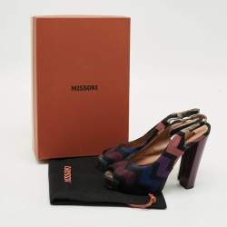 Pre Owned Missoni Size 39 Multicolor Knit Fabric Slingback Sandals