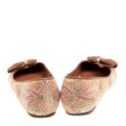 Missoni Multicolor Woven Fabric Bow Detail Ballet Flats Size 38.5