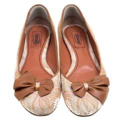 Missoni Multicolor Woven Fabric Bow Detail Ballet Flats Size 38.5