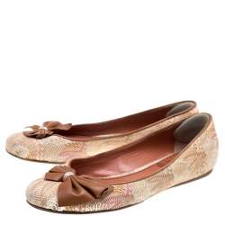Missoni Multicolor Woven Fabric Bow Detail Ballet Flats Size 38.5