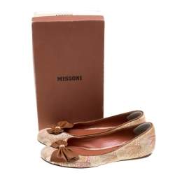 Missoni Multicolor Woven Fabric Bow Detail Ballet Flats Size 38.5