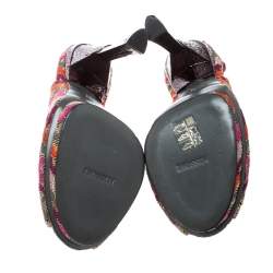 Pre Owned Missoni Multicolor Patterend Fabric Peep Toe Slingback Sandals Size 38