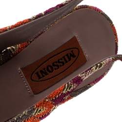 Pre Owned Missoni Multicolor Patterend Fabric Peep Toe Slingback Sandals Size 38