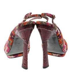 Pre Owned Missoni Multicolor Patterend Fabric Peep Toe Slingback Sandals Size 38