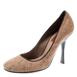 Missoni Beige Patterned Knit Fabric Pumps Size 38