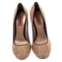 Missoni Beige Patterned Knit Fabric Pumps Size 38