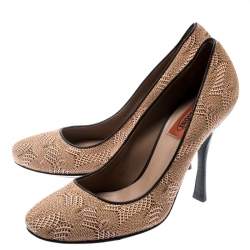 Missoni Beige Patterned Knit Fabric Pumps Size 38