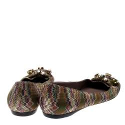 Missoni Multicolor Knit Fabric Embellished Ballet Flats Size 37