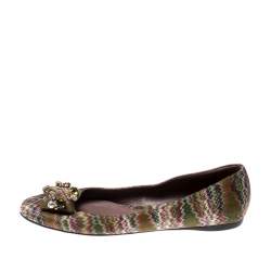 Missoni Multicolor Knit Fabric Embellished Ballet Flats Size 37