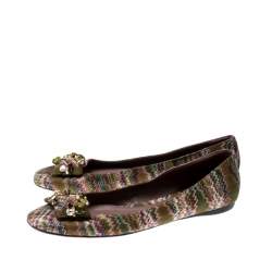 Missoni Multicolor Knit Fabric Embellished Ballet Flats Size 37