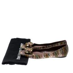 Missoni Multicolor Knit Fabric Embellished Ballet Flats Size 37
