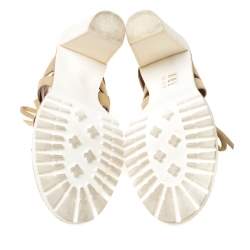 Pre Owned Missoni Metallic Gold Suede Cut Out  Lace Up Sandals Size 39