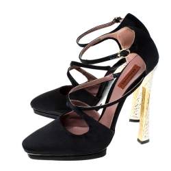 Pre Owned Missoni Black Satin Ankle Strap Sandals Size 40