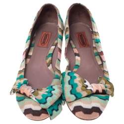 Missoni Multicolor Knitted Fabric Bow Ballet Flats Size 37