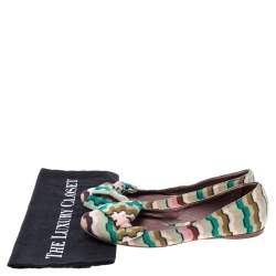 Missoni Multicolor Knitted Fabric Bow Ballet Flats Size 37