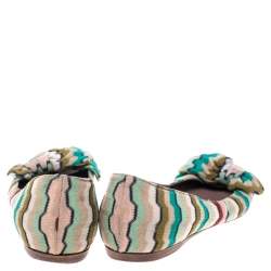 Missoni Multicolor Knitted Fabric Bow Ballet Flats Size 37