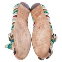 Missoni Multicolor Knitted Fabric Bow Ballet Flats Size 37