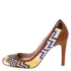 Missoni Multicolor Patterned Knit Fabric Pumps Size 38