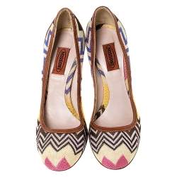 Missoni Multicolor Patterned Knit Fabric Pumps Size 38