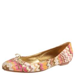 Pre Owned Missoni Multicolor Canvas Bow Ballet Flats Size 41