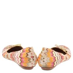 Pre Owned حذاء فلات باليه ميزونى فيونكة كانفاس متعدد الألوان مقاس 41