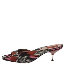 Missoni Multicolor Knit Fabric Open Toe Slip On Sandals Size 38
