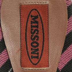 Missoni Multicolor Knit Fabric Open Toe Slip On Sandals Size 38