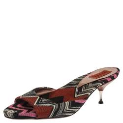Missoni Multicolor Knit Fabric Open Toe Slip On Sandals Size 38