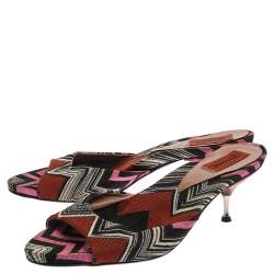 Missoni Multicolor Knit Fabric Open Toe Slip On Sandals Size 38
