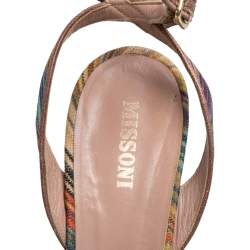 مملوكة مسبقًا صندل ميزونى سيور كاحل كعب روكى فيونكة عقدة قماش تريكو متعدد الألوان مقاس 39