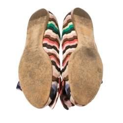 Pre Owned Missoni Multicolor Nylon Bow Ballet Flats Size 38.5