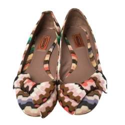 Pre Owned Missoni Multicolor Nylon Bow Ballet Flats Size 38.5