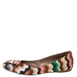 Pre Owned Missoni Multicolor Nylon Bow Ballet Flats Size 38.5