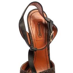 Pre Owned  Missoni Multicolor Zigzag Lurex And Satin  T Strap  Platform Sandals Size 38
